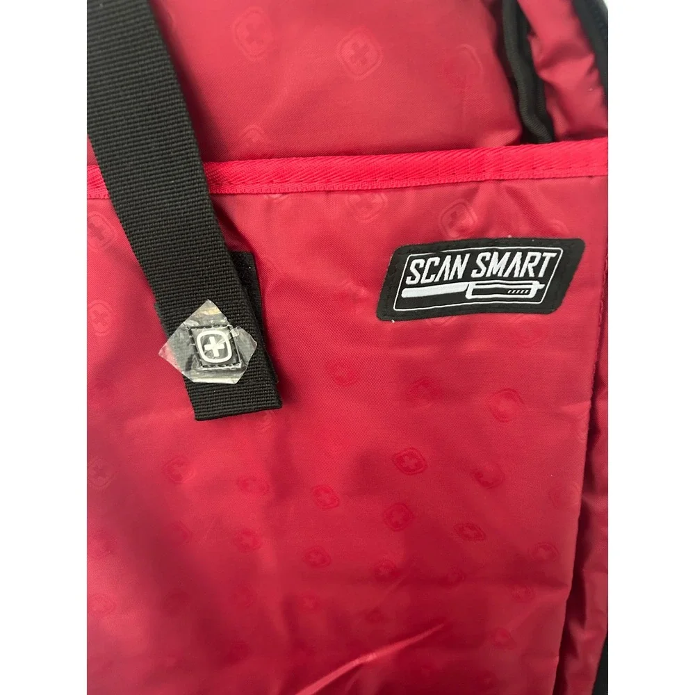 SwissGear ScanSmart Laptop Backpack Black Red Airflow Mens Travel Bag